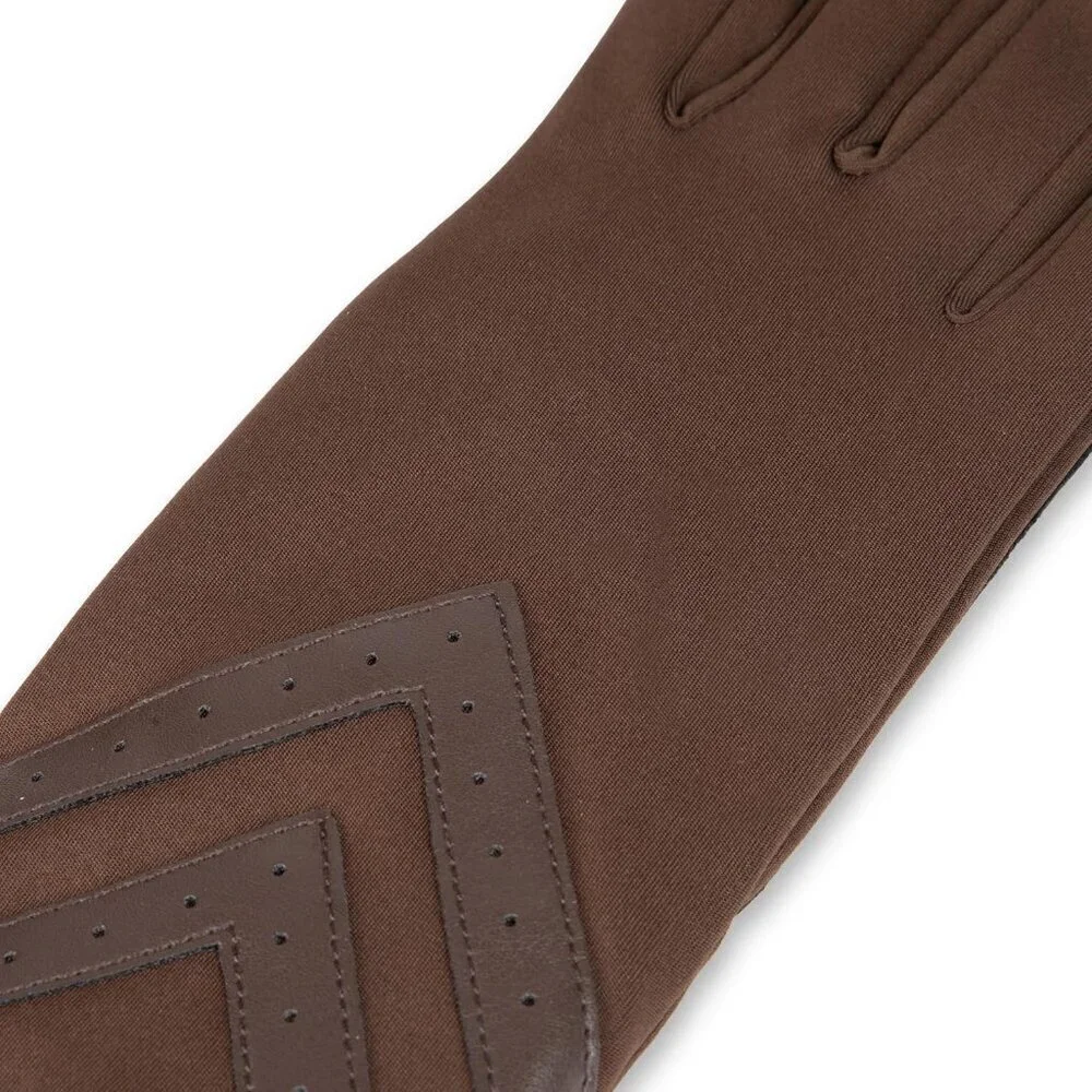 Women's Brown - Smartdri Spandex Gloves Warm Fleece Lined Chevron Touchscreen